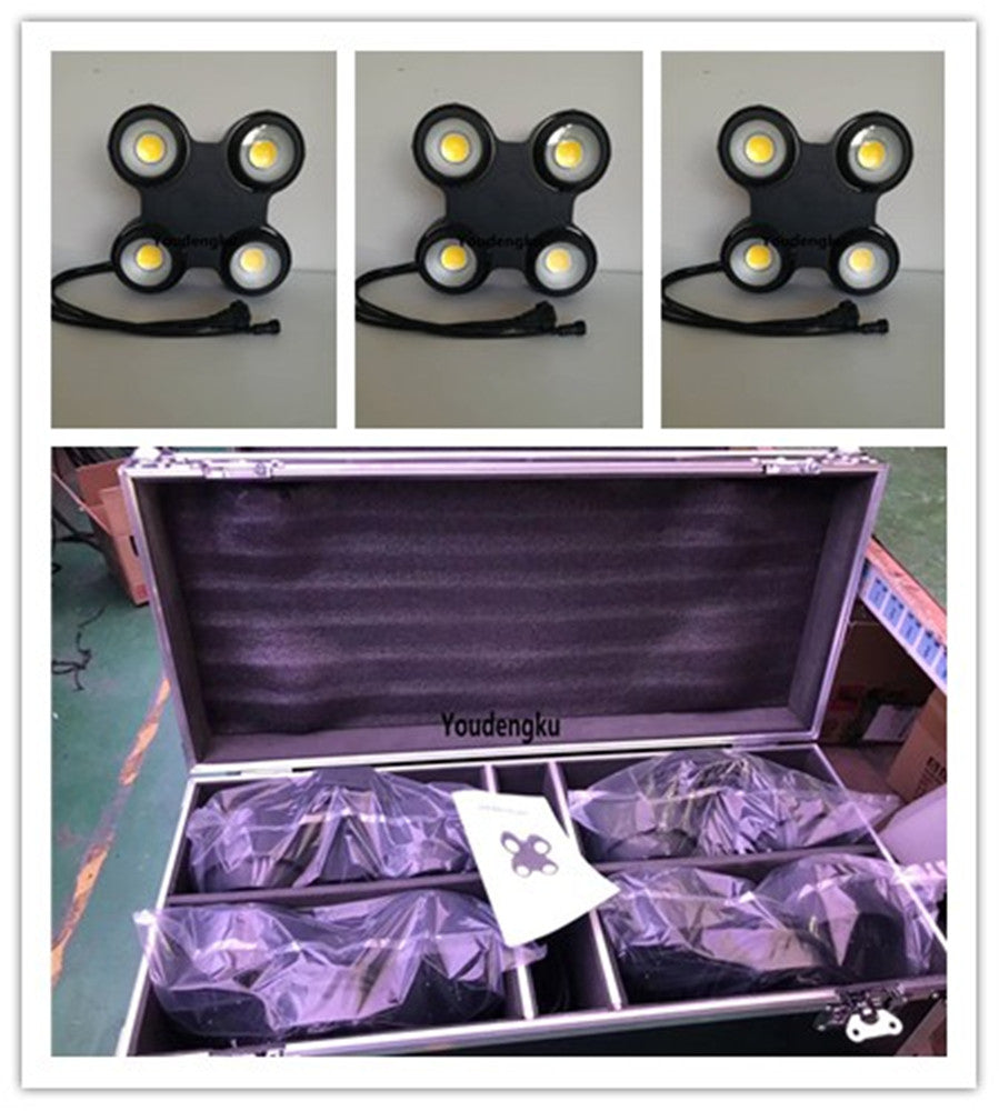 4 pieces with case Ip65 4 eyes led blinder light 4x100w rgbw dmx waterproof COB Led Audience Matrix Blinder Light