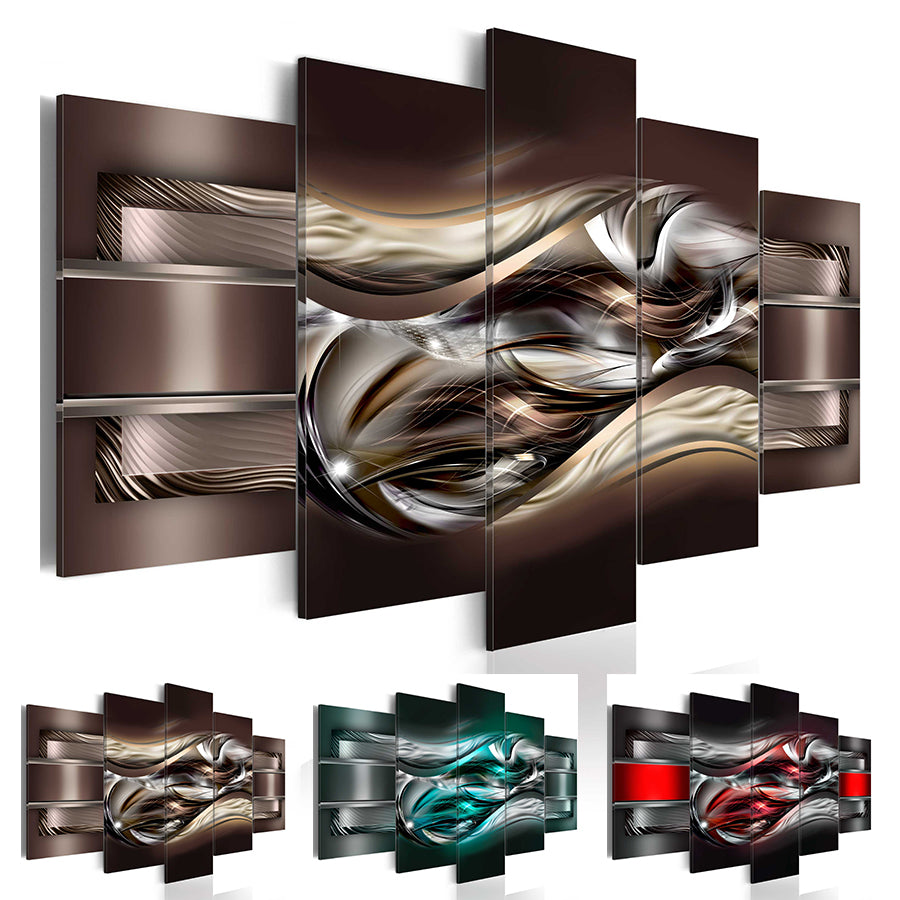 Abstract Canvas Wall Decoration Scroll Poster Black and Red Art Print 5 Panels HD Printed for Home Decor Room Wall Pictures(No Frame)