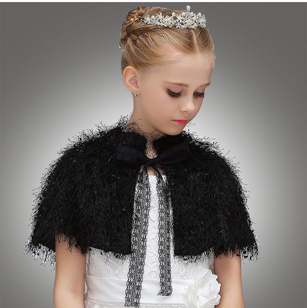 Lovely Pink White Black Wine Fuchsia Girls&#039; Capes-Jackets Princess Party Coat Flower Girl Wrap Coat Blouse Bolero Size 4-13 2-14 H31746