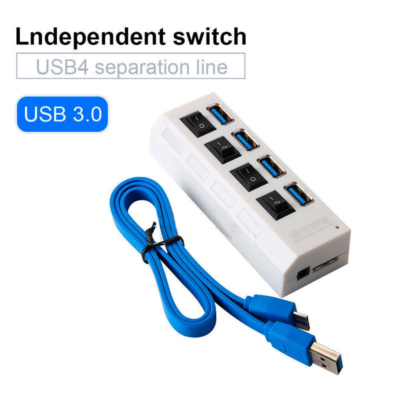 CAR 4 Port USB 3.0 Splitter HUB USB switchable LED diode with cable for PC Laptop one