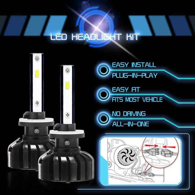 CAR 2PCS LED Headlight Bulb, 80W 6000K 8000Lumens Extremely Brigh 880 881 H27 Yellow Fog Light Bulbs