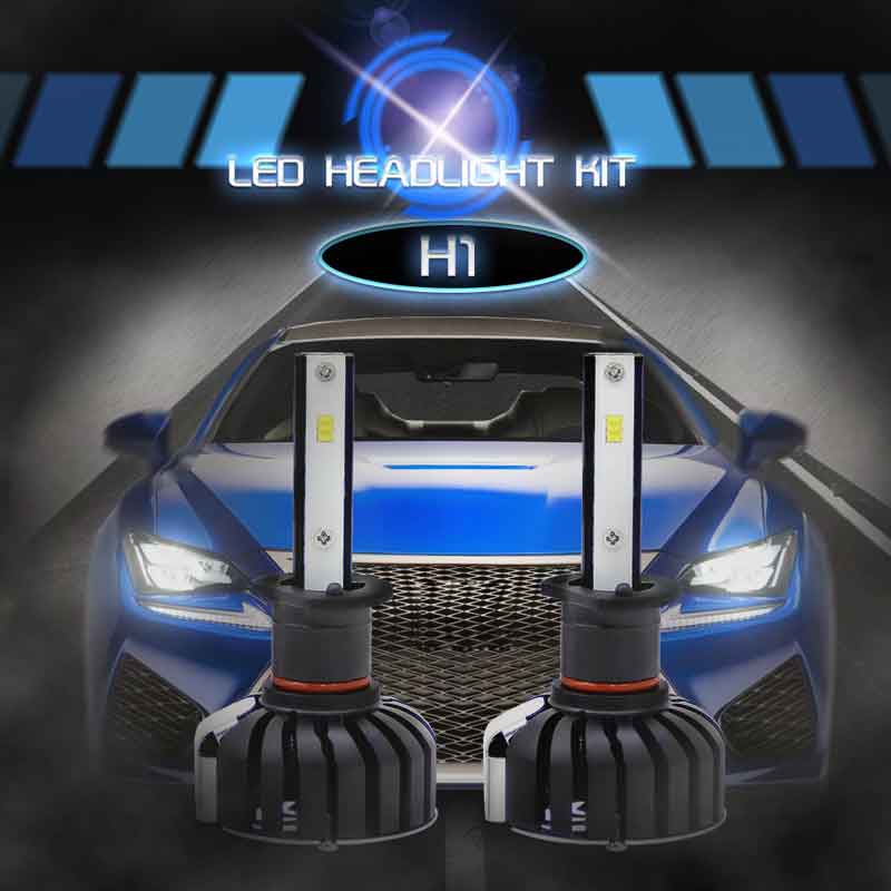 2PCS H1 LED Headlight Bulb Kit 80W 6000K 8000Lumens Extremely Brigh Yellow Fog Light Bulbs Quick Heat Dissipation