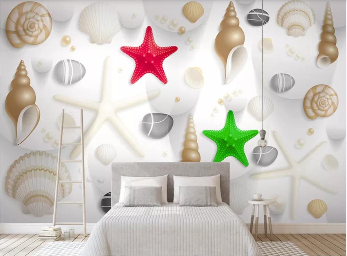 3d room wallpaper custom photo mural Starfish Conch Shell 3D Living Room TV Sofa Background Wall Decorative Painting wallpaper for walls 3 d
