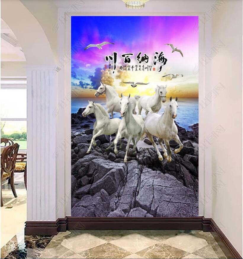 3d wallpaper custom photo the mural Horse to success creative three-dimensional landscape porch background muals wall paper for walls 3 d