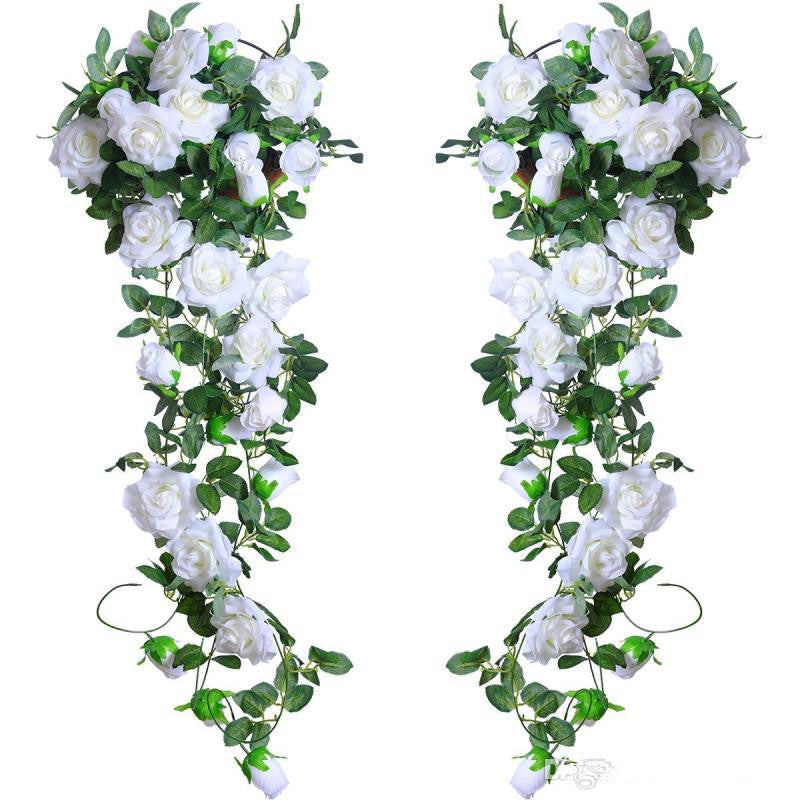 2M long Artificial Rose Vine Silk Flower Garland Hanging Baskets ivy rattan Home Outdoor Wedding Arch Garden Wall Decoration