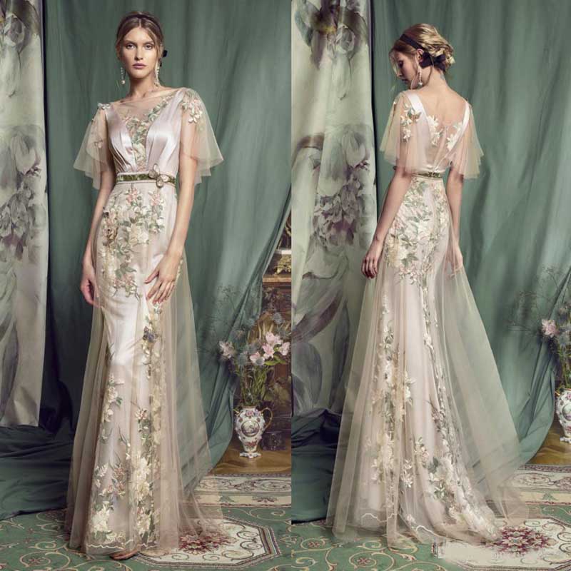 Belfaso Mother of the Dresses with Overskirts V-Neck Lace Appliques Mermaid Evening Gowns Floor Length Party Dress