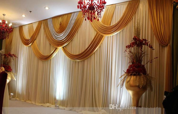 10ftx20ft wedding backdrop curtains with sequin swag backdrop wedding decoration romantic Ice silk stage curtains free shipping