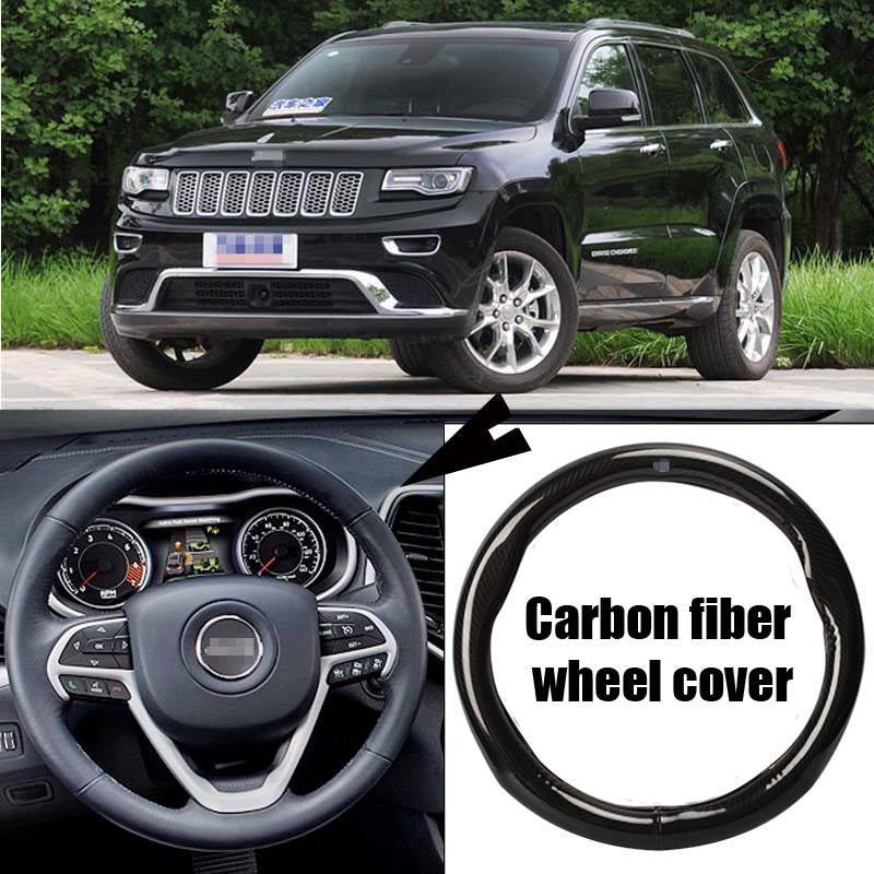 For Jeep Cherokee Car Carbon Fiber Leather Steering Wheel Cover Sport Racing