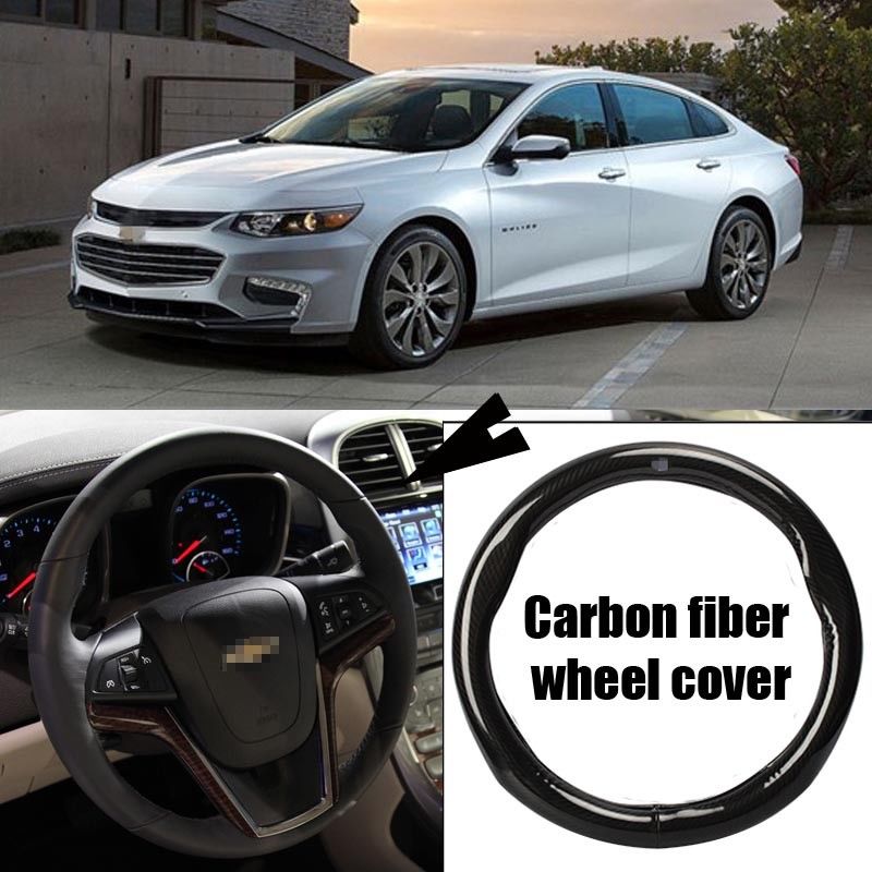 For Chevrolet Malibu Car Carbon Fiber Leather Steering Wheel Cover Sport Racing