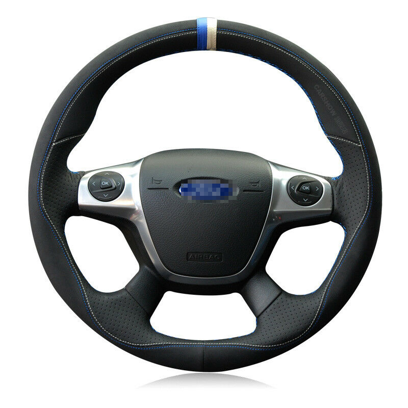 For Ford Kuga - Focus DIY Hand-stitched Car Steering Wheel Cover Top Leather