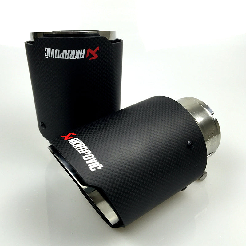 Akrapovic Style Carbon Fibre Car Exhaust Tip Muffler Tail Pipe Matte Carbon fiber cover