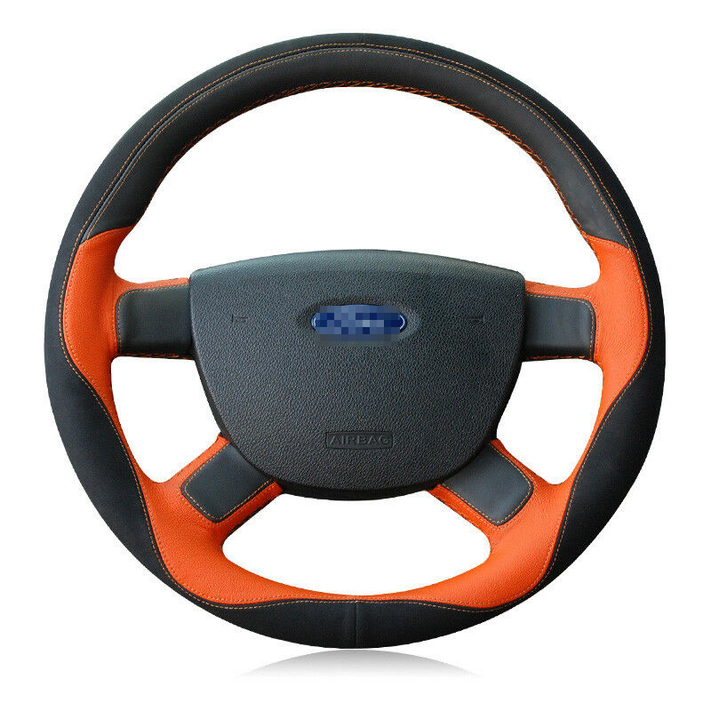 For Ford Focus 2011-2014 Top Leather DIY Hand-stitched Car Steering Wheel Cover