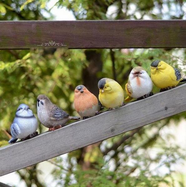 Creative Garden Outdoor decorations gardening decor birds statue simulation resin crafts animal bird figurine, 6 styles - set