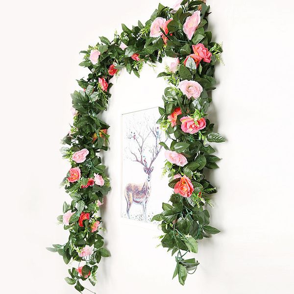 Fake Rose Vine Flowers Plants Artificial Flower Garland Hanging Home Hotel Office Wedding Party Garden Craft Art Decor Support Wholesale