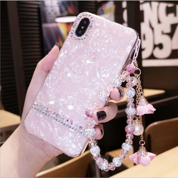 Fresh and suitable for iPhoneX 7plus mobile phone shell 8 rhinestone shell pattern 6 protective cover all-inclusive