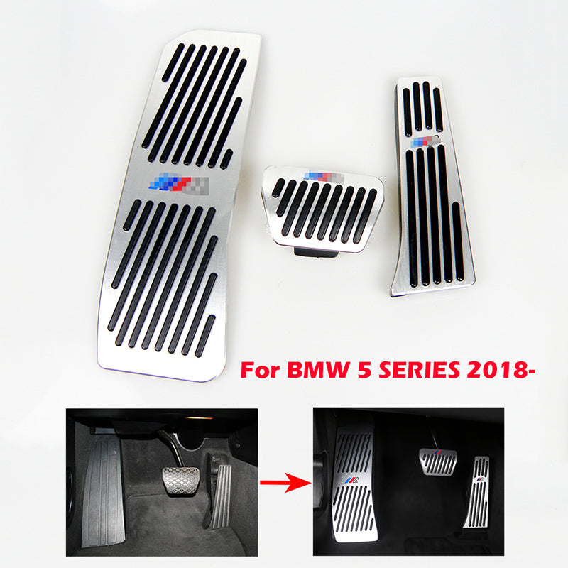 No Drill Gas Brake Footrest Pedal Plate Pad For BMW New 5 series Aluminum alloy 2 0 1 8