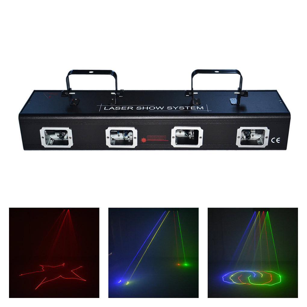 AUCD 4 Lens Beam Moving Ray Scanner 500mW RGBY Laser Projector Lights 9 CH DMX PRO DJ Disco DJ Party Show Stage Lighting DJ-505RGBY