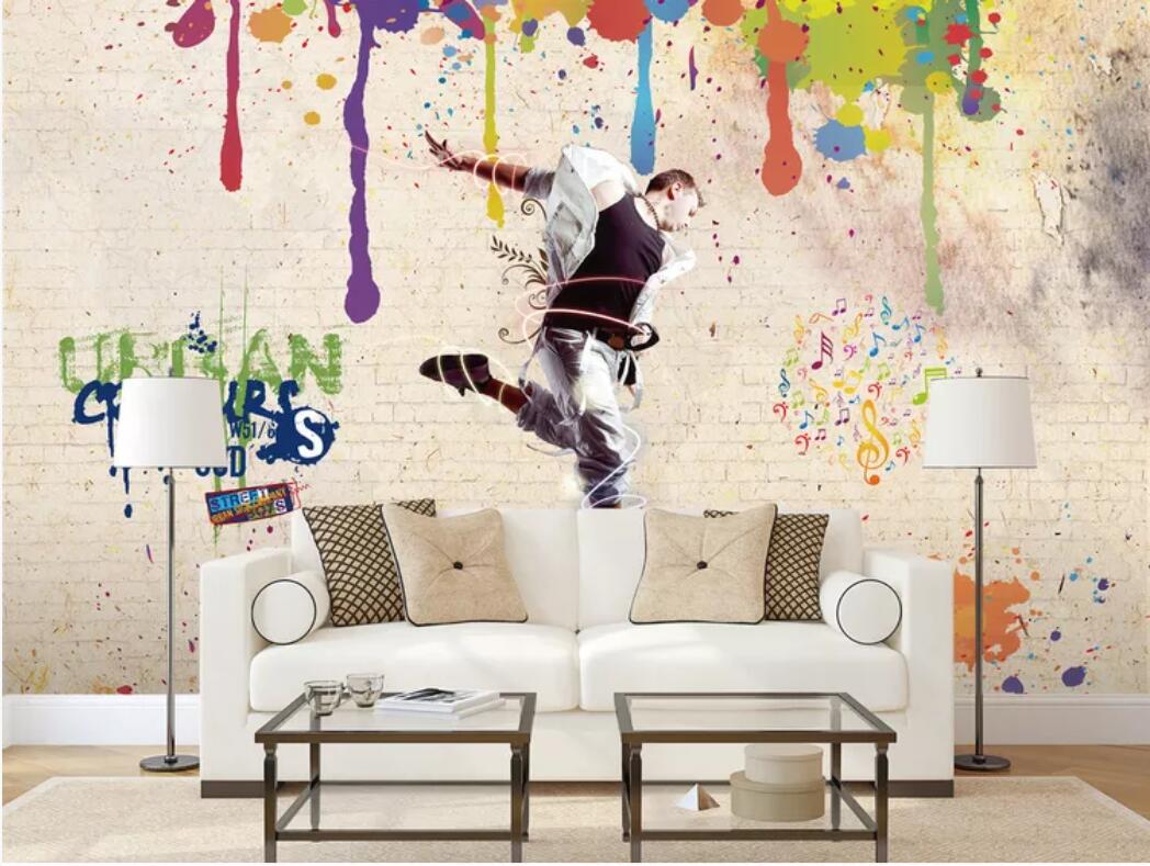 3d room wallpaper custom photo mural Vibrant nostalgic graffiti dancing youth background wall art pictures wallpaper for walls 3 d