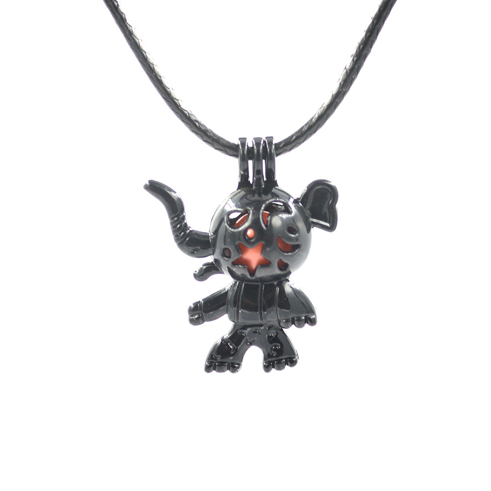 wholesale 50 Pieces mix design Black flower pearl cage with leather chain fashion & cute kid necklace pendant