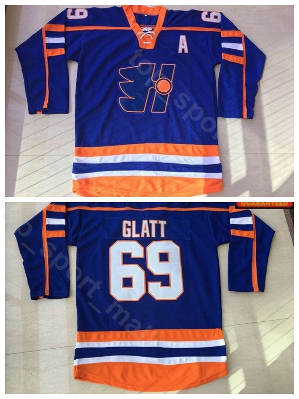 The Thug GOON Movie Vintage 69 Doug Glatt Halifax Highlanders Jerseys Ice Hockey Sport All Stitched Breathable Team Color Blue