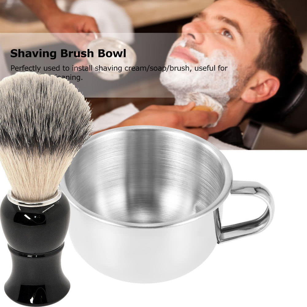 Men&#039;s Shaving Mug Bowl Brush Stainless Steel Beard Moustache Face Cleaning Soap bowl Cup For Barber Salon