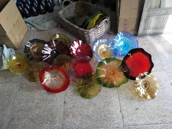 Handmade Murano Hanging Lamp Wall Modern Style Borosilicate Art Hand Blown Colors Glass Flower Plates