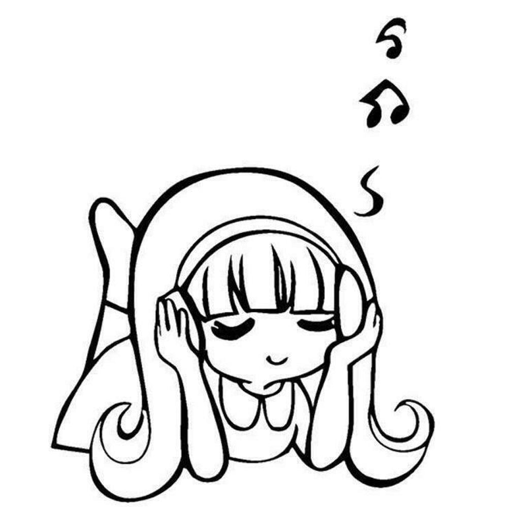Cute Girl Listening Music Stencil Car Window Bumper Vinyl Sticker Car Window Bumper Novelty JDM Drift Vinyl Decal Sticker