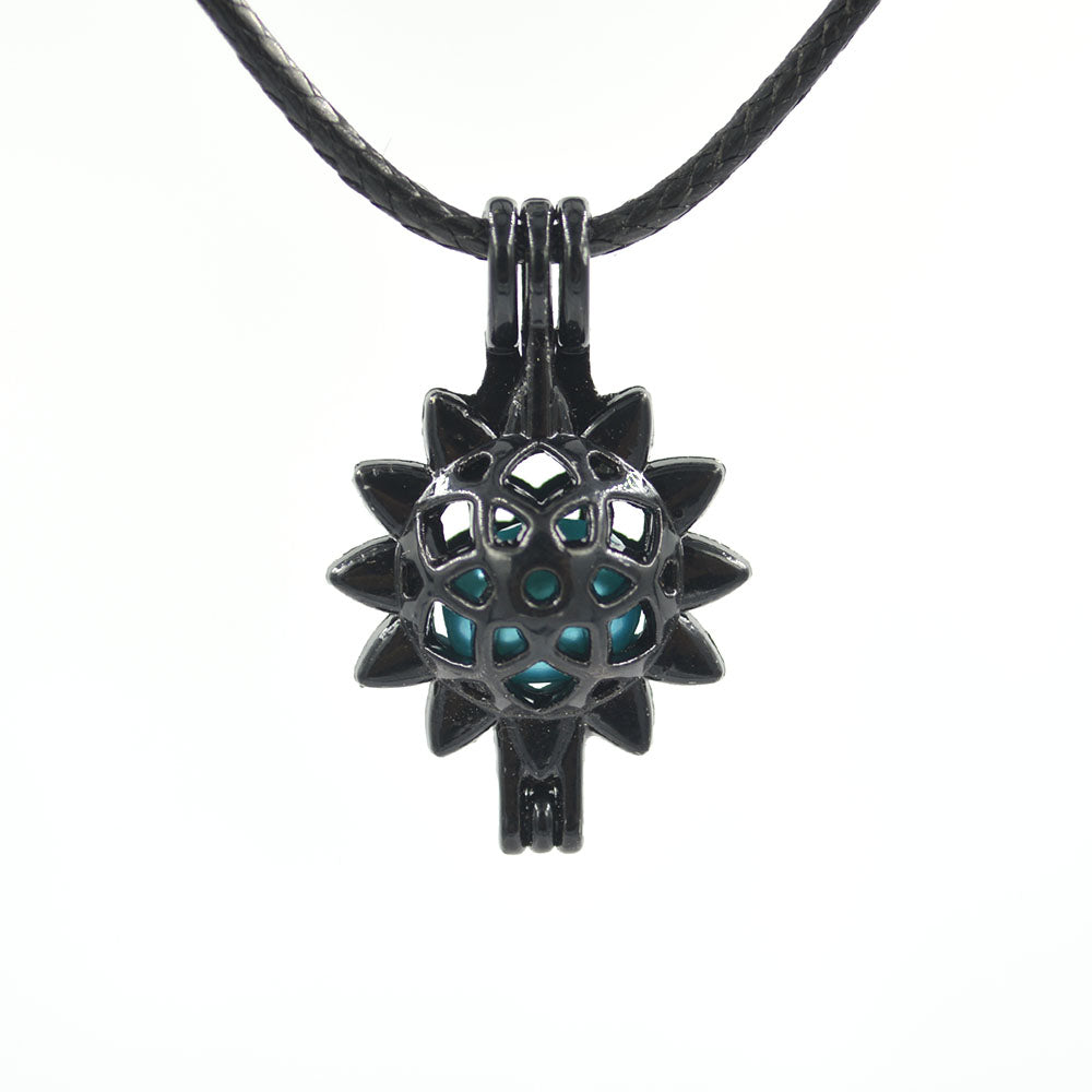 Hollow Out black pearl cage lockets Pendant Necklaces For woman Opening floating Lockets necklace