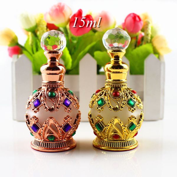 15ml Vintage Metal Perfume Bottle Arab Style Essential Oils Dropper Bottle Container Middle East Weeding Decoration Gift