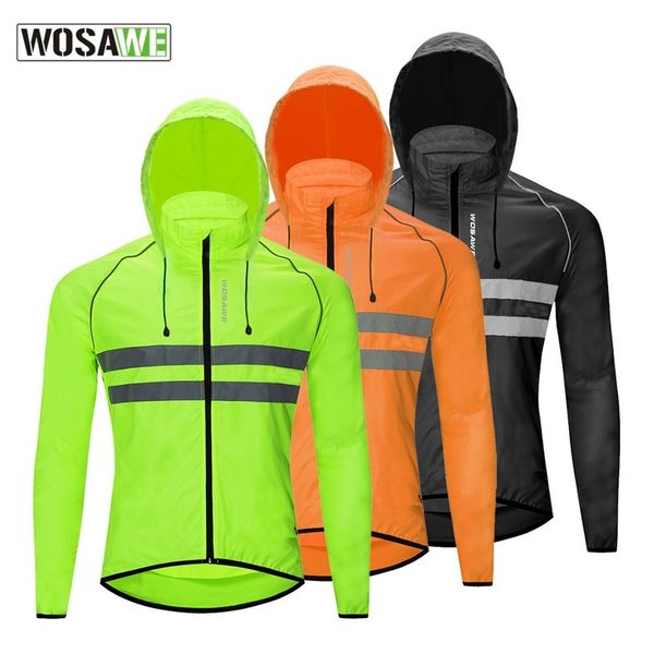 Reflective Windproof Men Cycling Jacket Hooded Waterproof Road Mountain Bike Cycling Windbreaker Riding Bicycle MTB Clothing