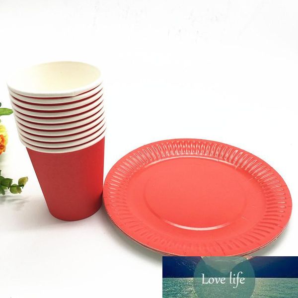 20pcs-lot red color plates cups baby shower party supplies red theme disposable plates cups plain color dishes