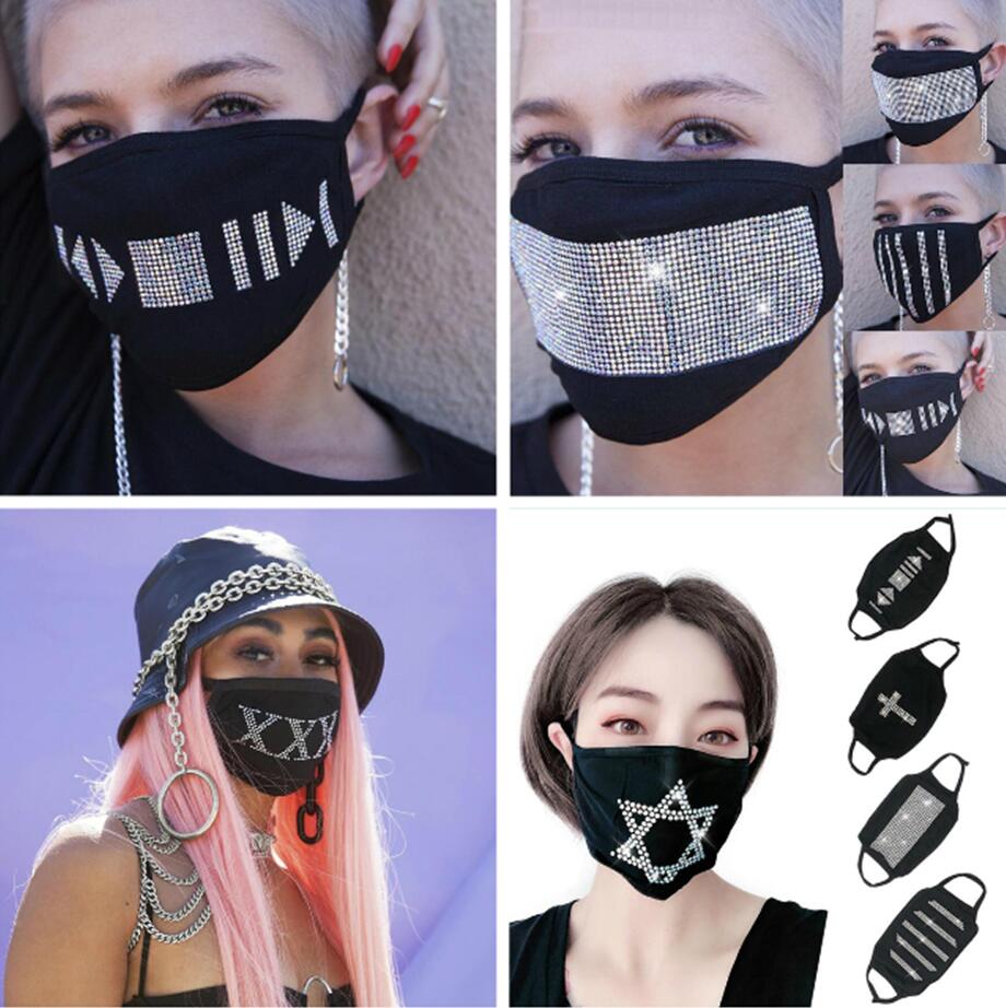 Bling Bling Sequins Diamond Face Mask Rhinestones Mask Breathable Women Masks Reusable Washable Cycling Outdoor Designer Face Mask