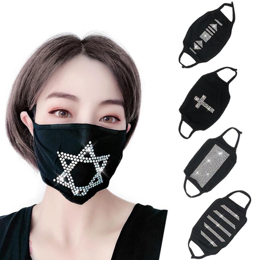 Dustproof Fashion Bling Bling Diamond Protective Mask PM2.5 Mouth Masks Washable Reusable Women Colorful Rhinestones Face Mask 8 Styles
