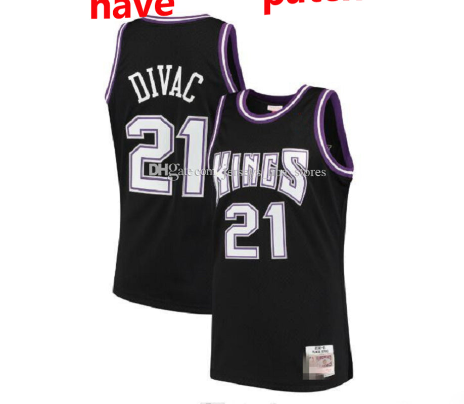 Men&#13;Sacramento&#13;Kings Vlade Divac 21 Mitchell & Ness Black 2000-01 Hardwoods Classics Swingman Jersey 01