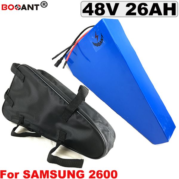 48V 26Ah Triangle E-Bike Lithium Battery 13S 10P Electric bike bicycle 1000W 1500W for Samsung 18650 cell with a bag