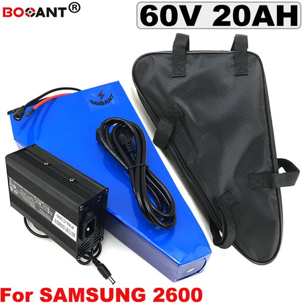 60V 20Ah 2500W Triangle E-bike Lithium battery pack For Samsung 18650 cell 16S 1500W Electric bike with 5A Charger