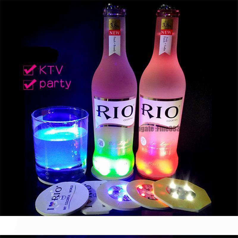 LED Coaster LED Bottle Light Stickers Glow Christmas Xmas Bar Club Party Vase Decoration LED Glorifier Mini Light Drink Cup Mat