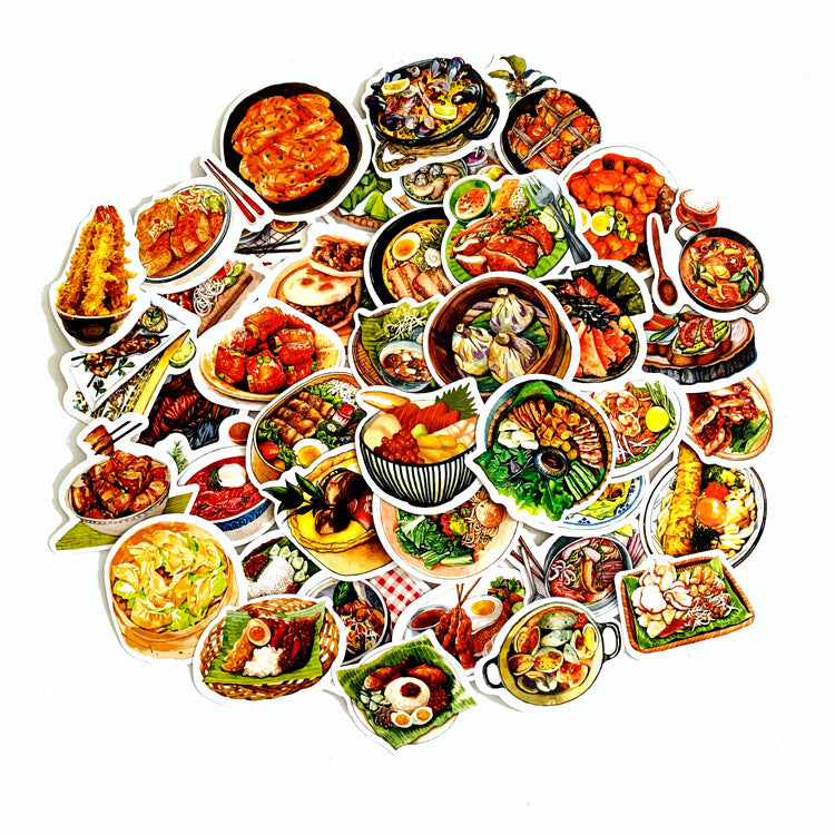 5 Sets=235PCS Cute Creative Food Stickers Refrigerator Notebook Water Cup Trolley Case Waterproof Stickers