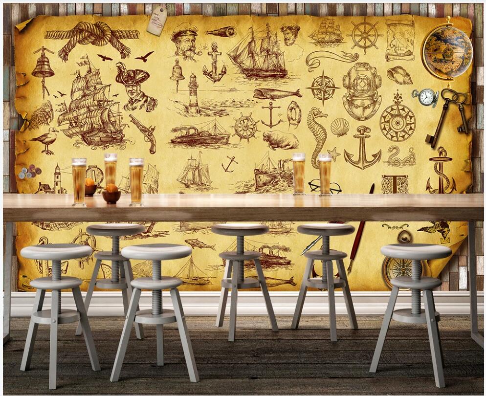 3d photo wallpaper custom mural on the wall Vintage Paper Nautical Ship Restaurant Bar home decor photo wallpaper in the living room