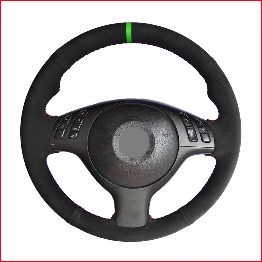 Suede Green Marker Steering Wheel Cover for BMW M Sport 3 Series E46 330i 330Ci 5 Series E39 540i 525i 530i M3 M5 2000-2006