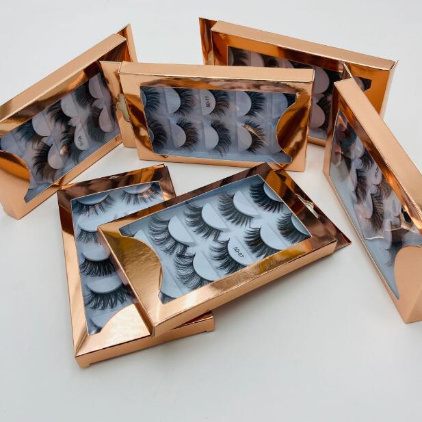 Natural long thick false eyelashes 5 pairs set with laser packing reusable handmade fake lashes mink eye makeup 6 models available DHL