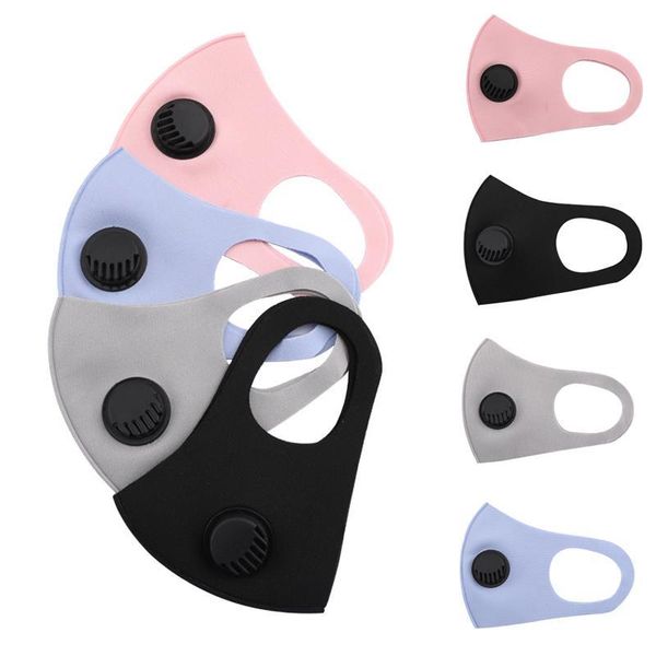 Ice Silk Face Mask with Breathing Valve Washable mascarilla Reusable Anti-Dust Protective pink Recycle Designer adult masks