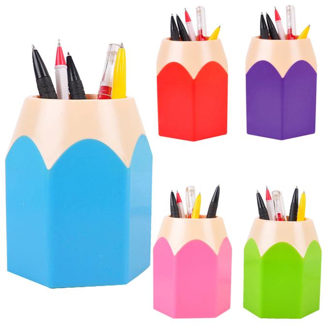 Pencil Pot Makeup Brush Vase Pen Holder Stationery Storage Housekeeping Organizers Hooks Up Holder