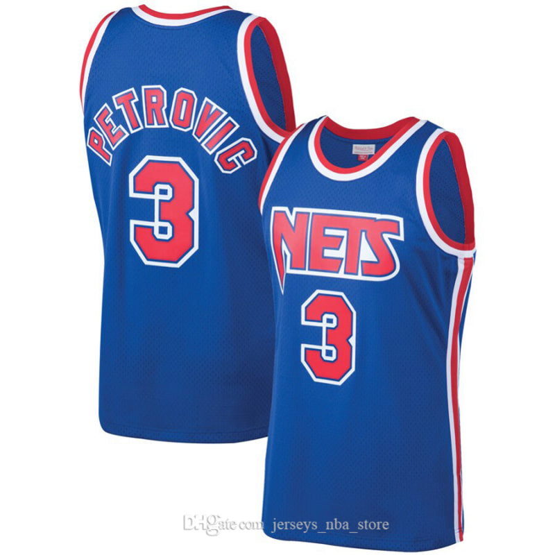 Men&#13;New&#13;Jersey&#13;Net 7 Kenny Anderson 32 Eving 3 Petrovic Mitchell & Ness Blue 1993-94 Hardwoods Classics Swingman Player Jersey