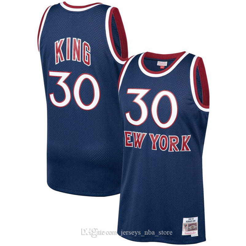 Men&#132;New&#132;York&#132;Knicks 30&#132;Bernard&#132;King Mitchell & Ness Navy 1982-83 Hardwoods Classics Swingman Player Jersey 05