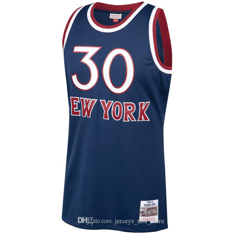 Men&#13;New&#13;York&#13;Knicks 30&#13;Bernard&#13;King Mitchell & Ness Navy 1982-83 Hardwoods Classics Swingman Player Jersey01 04