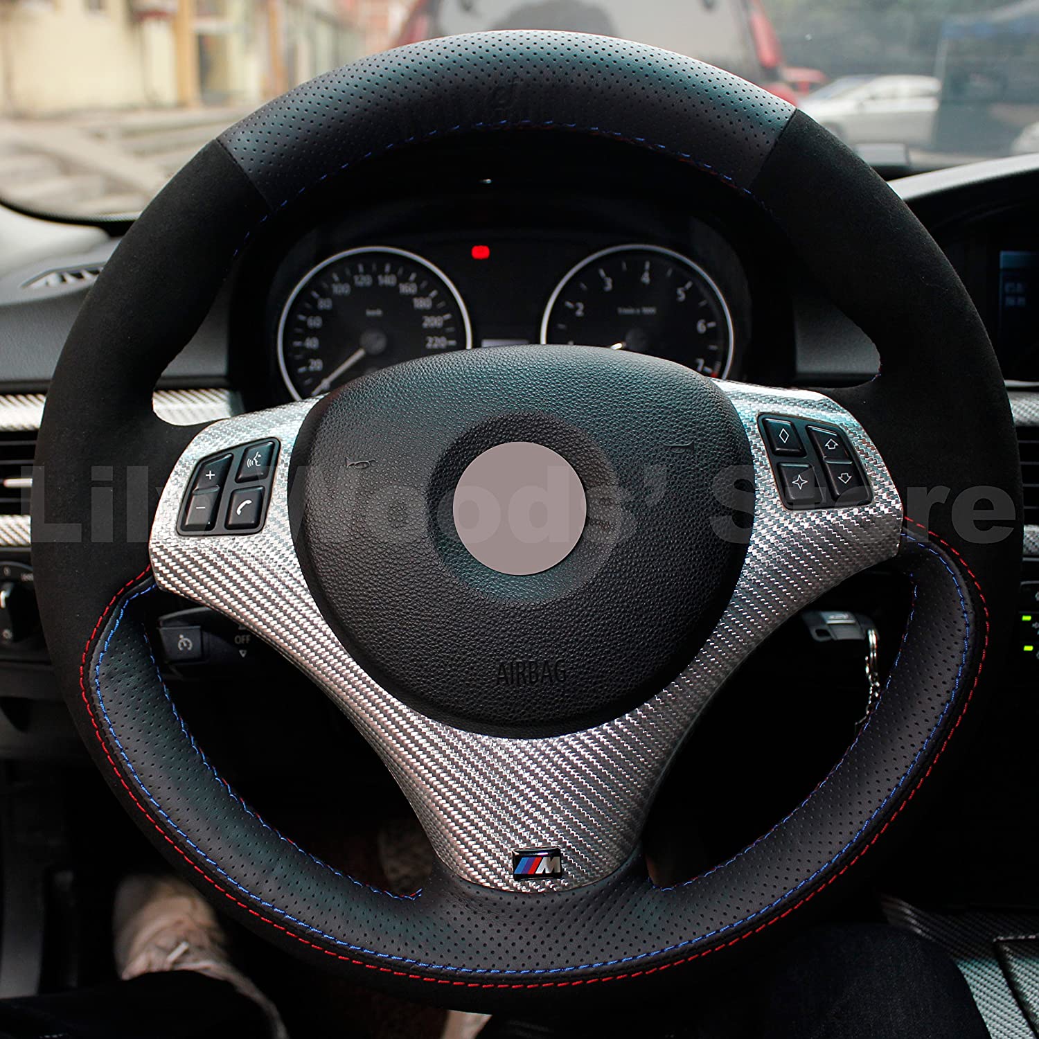 diy Black Genuine Leather Auto Custom Steering Wheel Covers for BMW 128i 135i - 325i 328i 328xi 328ixDrive - 330xi - 335i 335xi 335d 335i xD