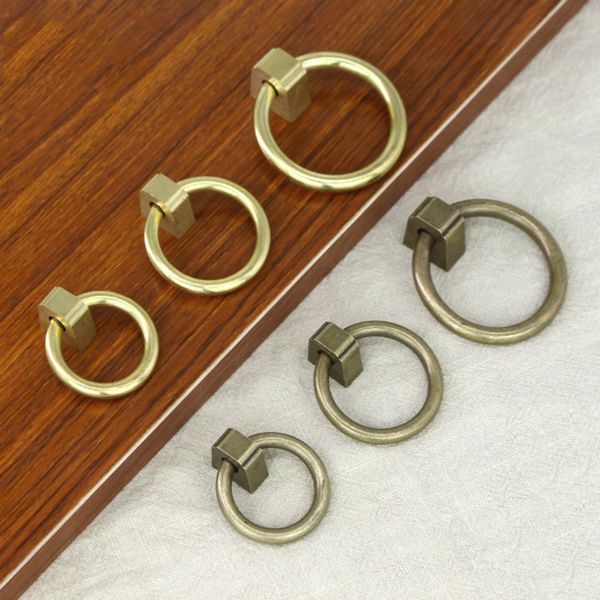 2 pcs Chinese antique circle drawer knob furniture door handle hardware Classical wardrobe cabinet shoe closet cone vintage pull ring