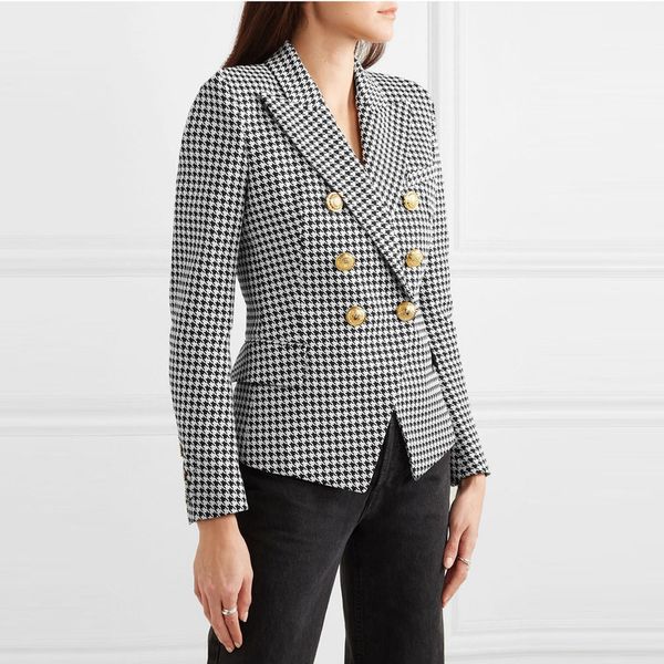 Crop Blazer Womens Casual Plaid Blazers Double Breasted Blazer Coats in solid Color Winter Office Ladies Outfits