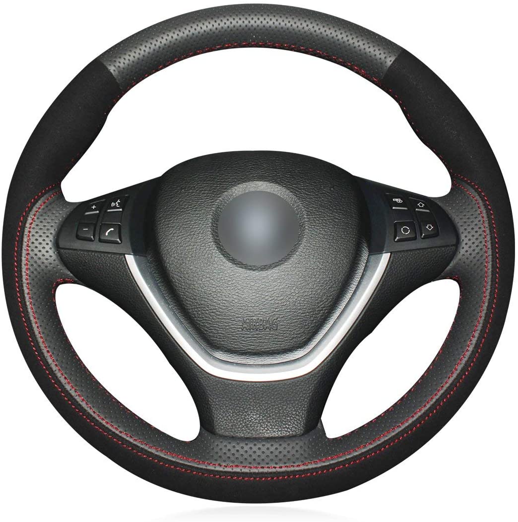diy Genuine Leather Steering Wheel Cover for BMW E70 X5 2008-2013 E71 X6 2008-2014